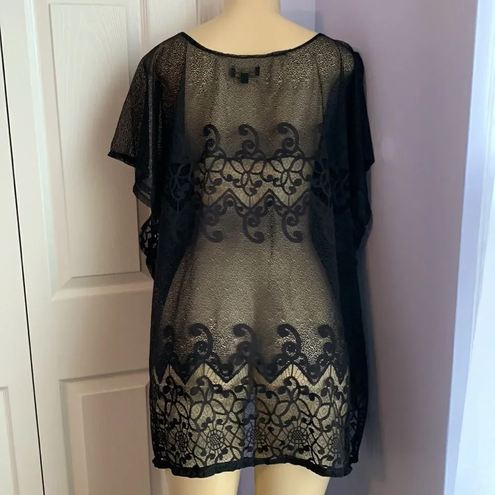 Ana & Rose Lace Sheer Swimsuit Cover Up Dress Swimwear One Size